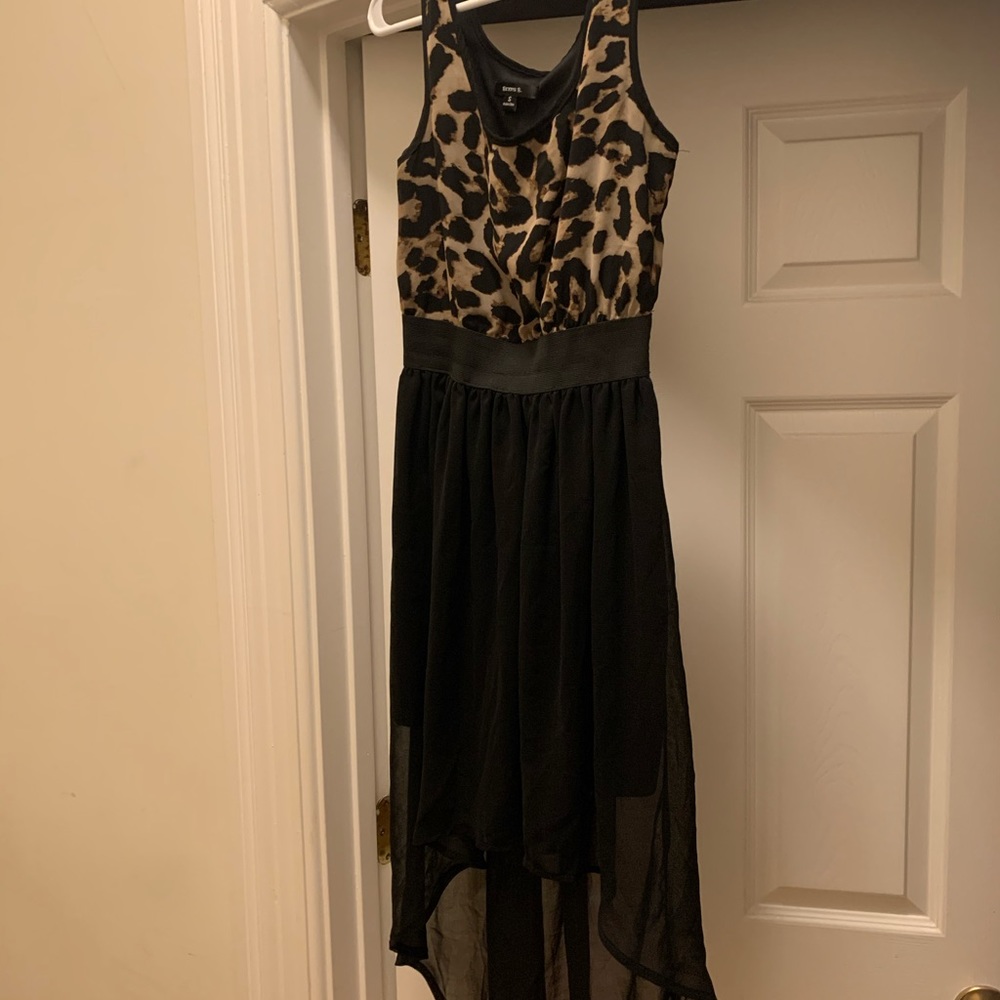 Leopard print and black dress